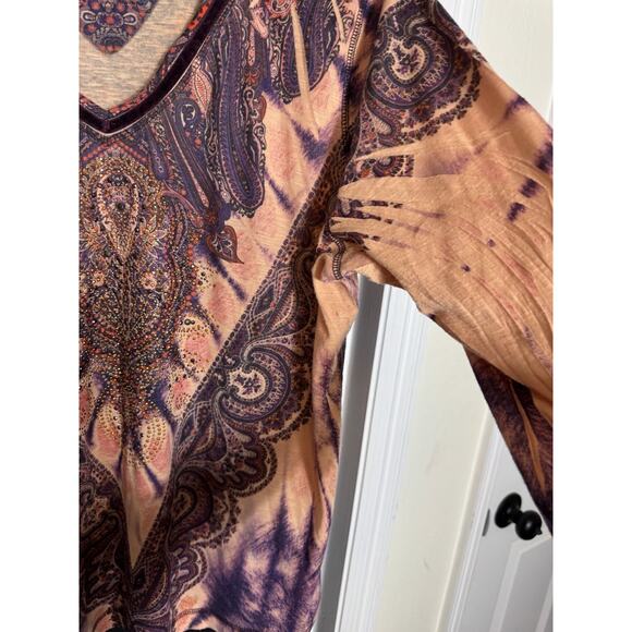 Avenue Paisley Rhinestone Top Women's‎ Y2K Whimsigoth Fairy Velvet Purple - Picture 7 of 10